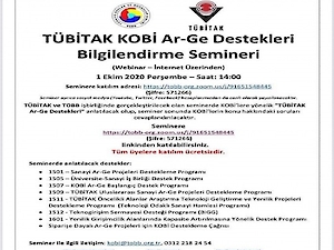 Tübitak Kobi Arge Destekleri Bilglendirme Semineri