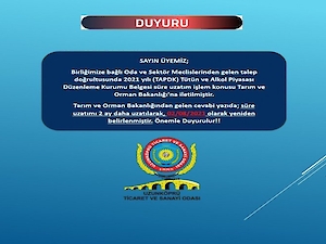 Tütün ve Alkol Piyasası Düzenleme Kurumu Belgesi(TAPDK) Süre Uzatımı Hakkında Duyuru!!!