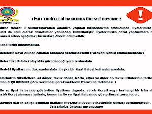 Fiyat Tarifeleri !!!