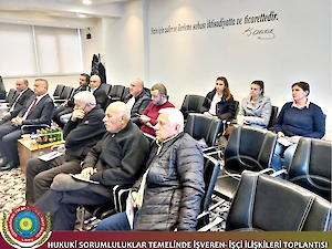 9 Aralık Salı günü odamız toplantı salonunda, 'Hukuki Sorumluluklar Temelinde İşveren ve İşçi İlişkileri' konulu bilgilendirme toplantısı gerçekleştirdik.